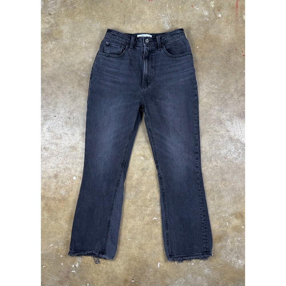 Abercrombie Kick Flare Jeans Women’s 26 Black Ultra High Rise Crop Stretch Denim